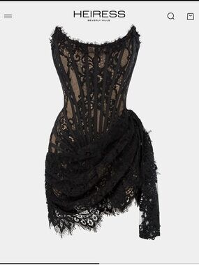 Heiress Strapless Black Lace Corset Dress